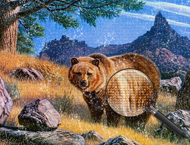 Braunbär auf dem Gras Diamond Painting