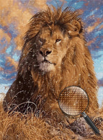 Brauner Löwenkönig auf der Wiese Diamond Painting