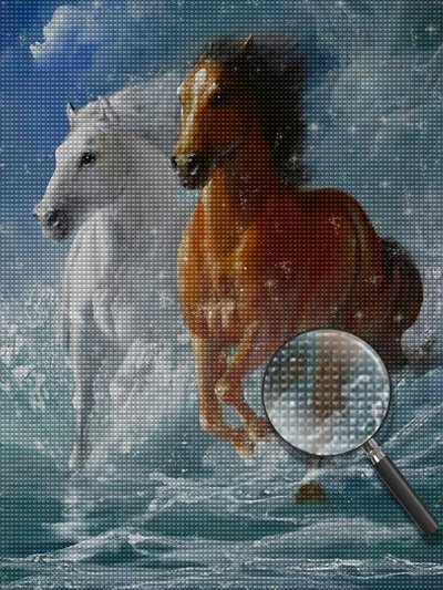 Braunes und weißes Pferd Diamond Painting