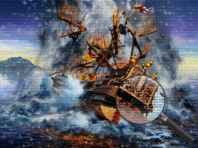 Brennendes Piratenschiff Diamond Painting