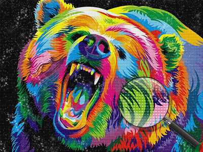 Brüllender bunter Bär Diamond Painting