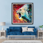 Brüllender weißer Löwe Diamond Painting