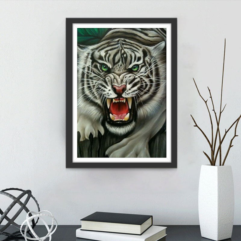 Brüllender weißer Tiger Diamond Painting