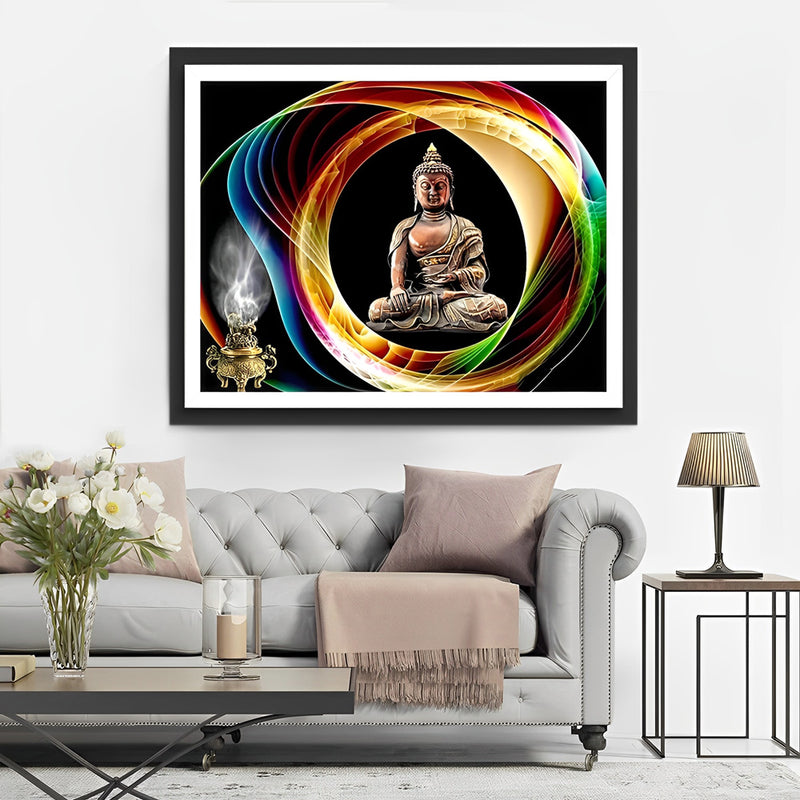 Buddha, Licht und Weihrauchgefäß Diamond Painting