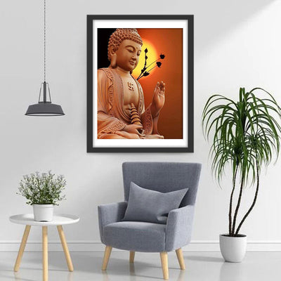 Buddha und rote Sonne Diamond Painting