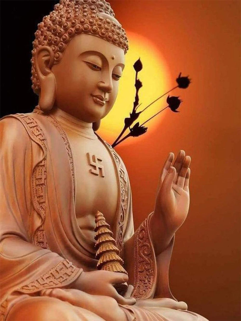 Buddha und rote Sonne Diamond Painting