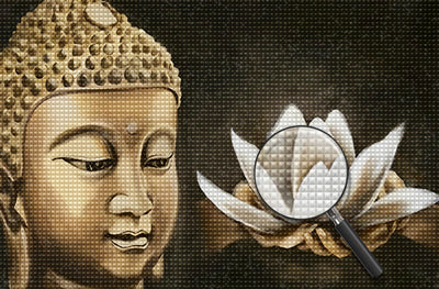 Buddha und weißer Lotus Diamond Painting