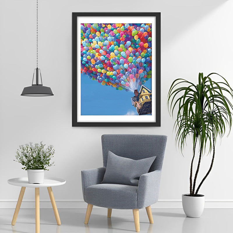 Bunte Ballons und Haus Diamond Painting