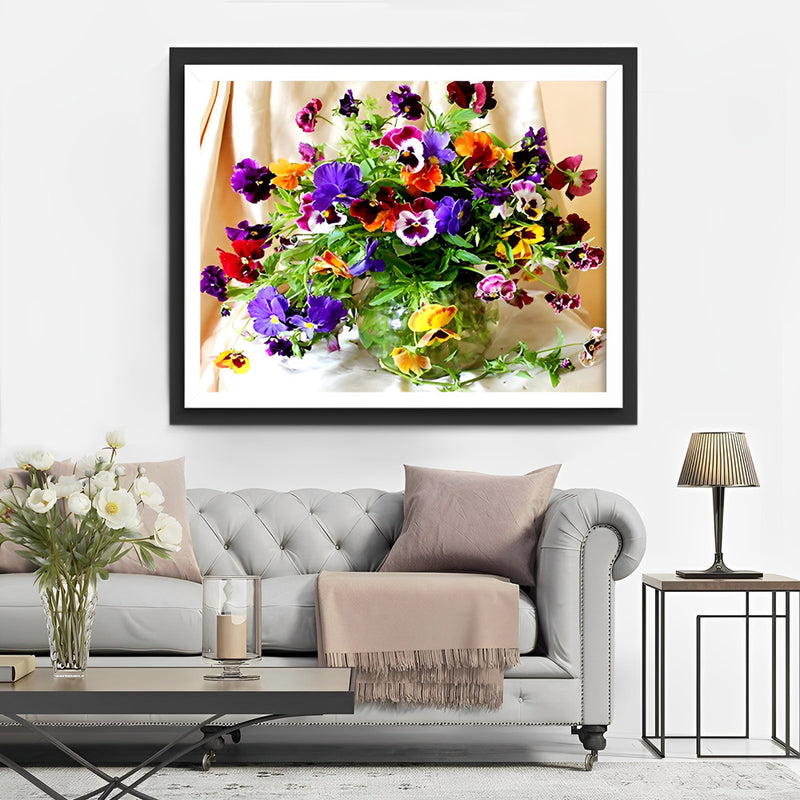 Bunte Blumen in der Glasflasche Diamond Painting