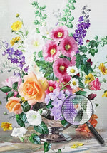 Bunte Blumen in einer Metallvase Diamond Painting