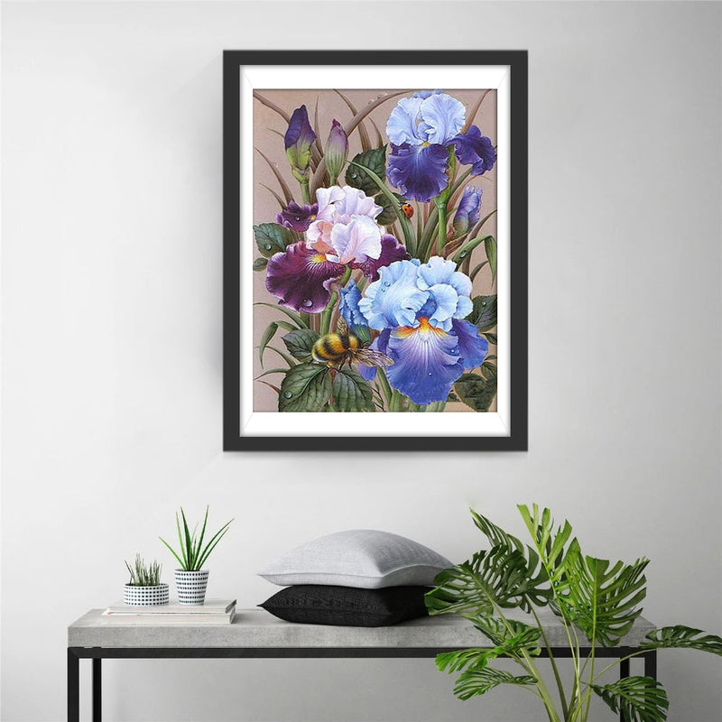 Bunte Blumen und Bienen Diamond Painting