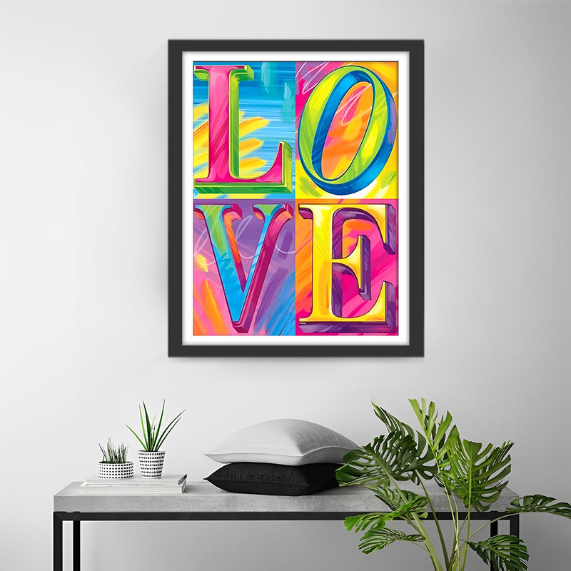 Bunte Buchstaben "LOVE" Diamond Painting