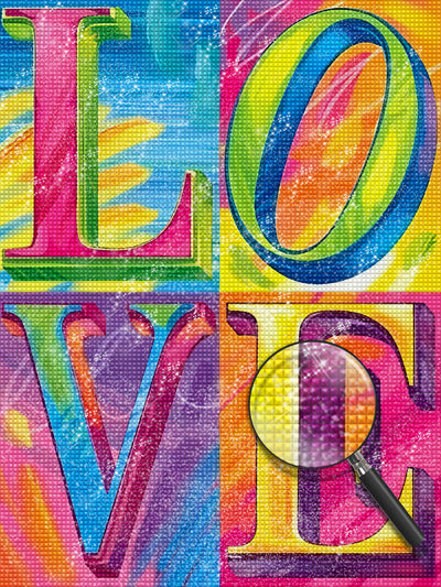 Bunte Buchstaben "LOVE" Diamond Painting