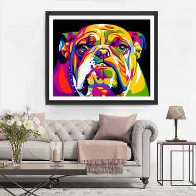 Bunte Bulldogge im Pop-Stil Diamond Painting