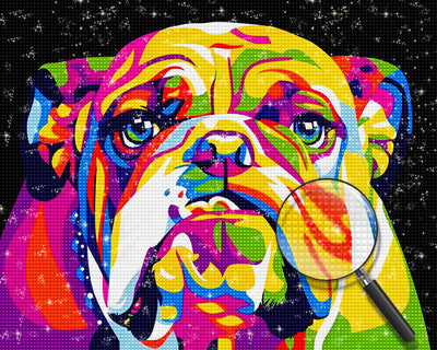 Bunte Bulldogge im Pop-Stil Diamond Painting