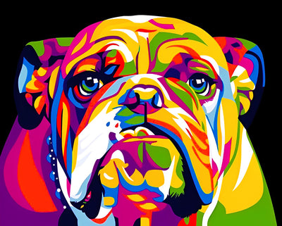 Bunte Bulldogge im Pop-Stil Diamond Painting