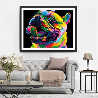 Bunte Bulldogge vor dem schwarzen Hintergrund Diamond Painting