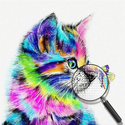 Bunte Katze und Schmetterling Diamond Painting