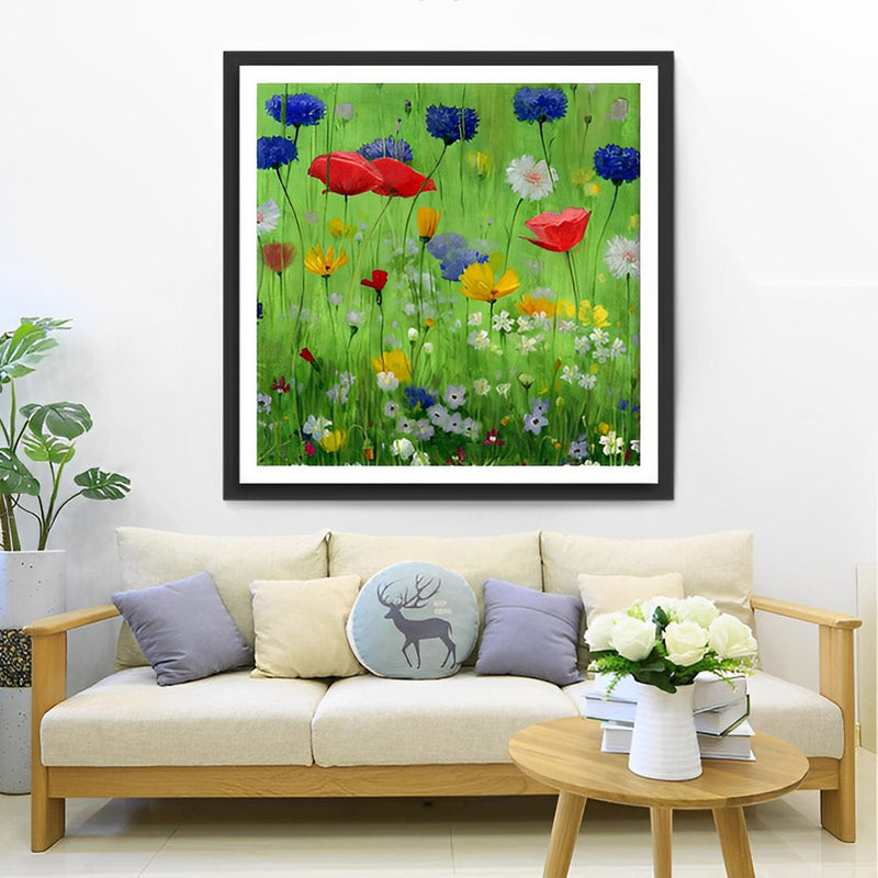 Bunte Mohnblumen und Gänseblümchen Diamond Painting