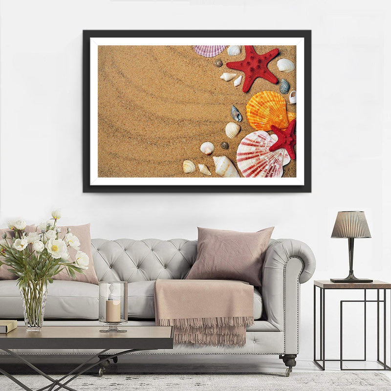 Bunte Muscheln am Strand Diamond Painting