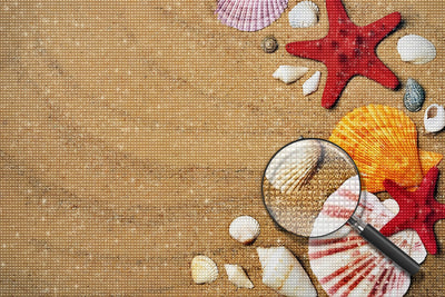 Bunte Muscheln am Strand Diamond Painting