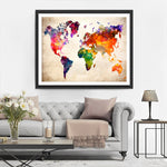 Bunte Weltkarte auf Leder Diamond Painting