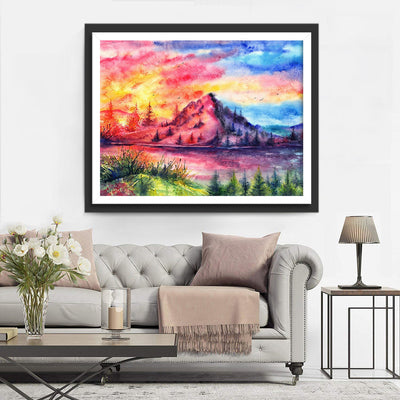 Bunte Wolken und Hochgebirge Diamond Painting