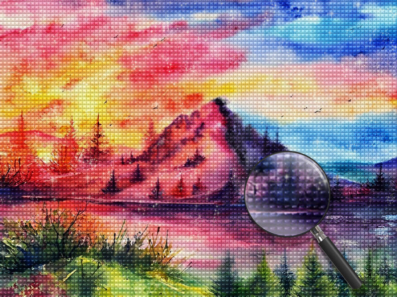 Bunte Wolken und Hochgebirge Diamond Painting