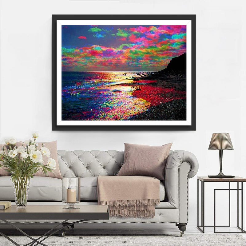 Bunte Wolken und Meer Diamond Painting