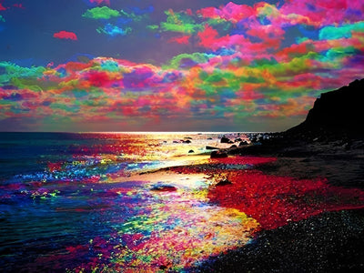 Bunte Wolken und Meer Diamond Painting