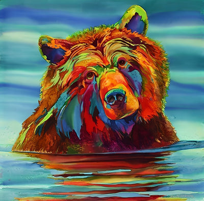 Bunter Bär im Wasser Diamond Painting