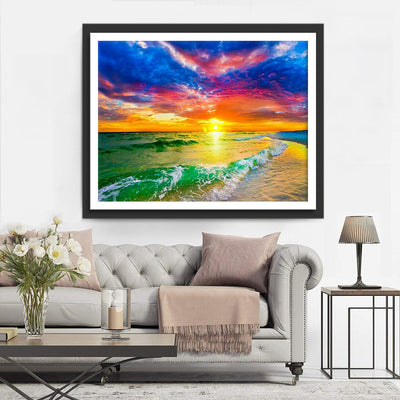 Bunter Himmel und grünes Meer Diamond Painting