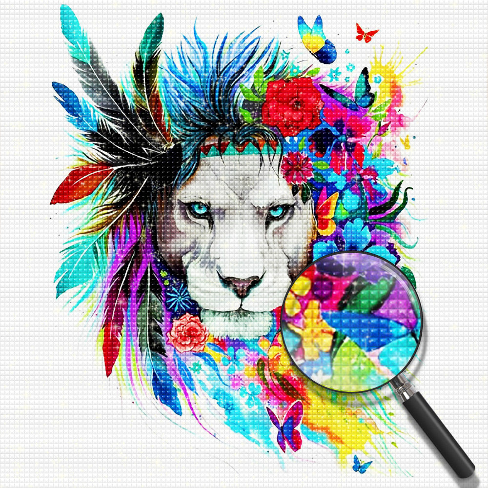 Bunter Indischer Löwe Diamond Painting