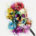 Bunter Totenkopf und Blumen Diamond Painting