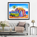 Bus und Hütte am Meer Diamond Painting