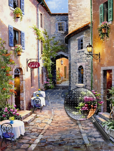 Café auf der europäischen Straße Diamond Painting