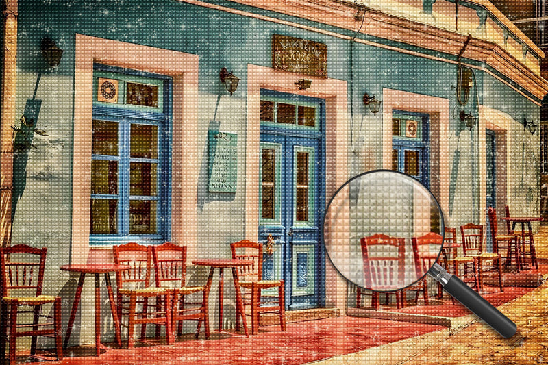 Café und rote Stühle Diamond Painting