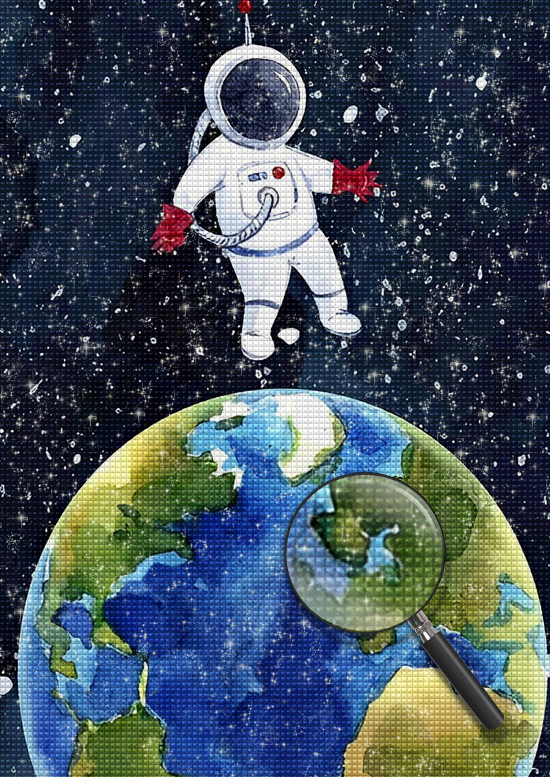 Cartoon Astronaut und Erde Diamond Painting