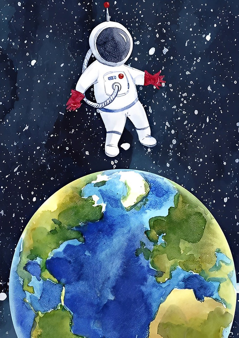 Cartoon Astronaut und Erde Diamond Painting