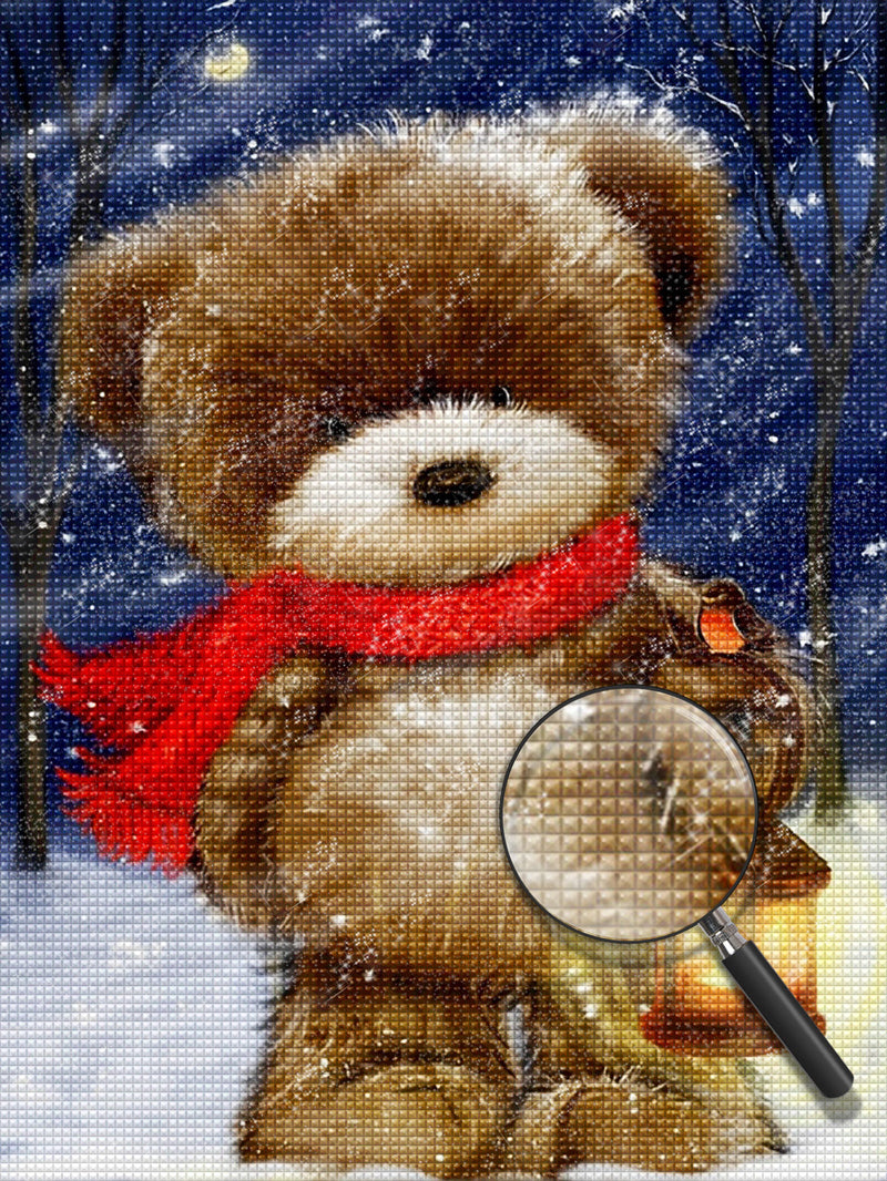 Cartoon Bär mit Schal im Winter Diamond Painting