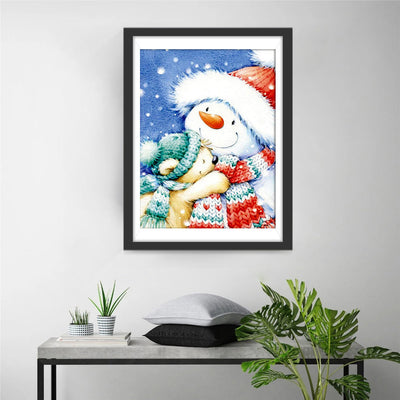 Cartoon Bärchen und Schneemann Diamond Painting