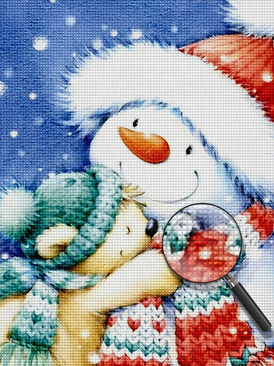 Cartoon Bärchen und Schneemann Diamond Painting