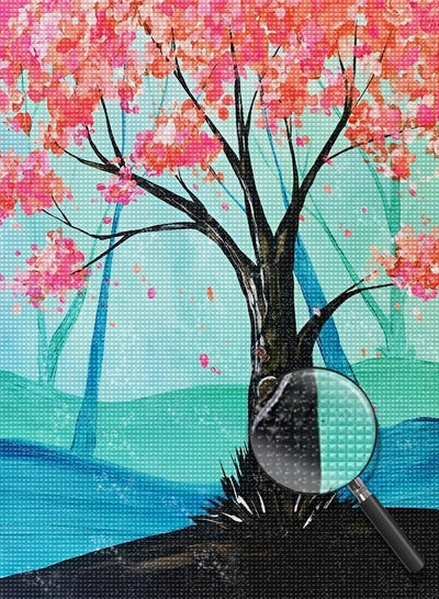 Cartoon Baum voller Blumen Diamond Painting