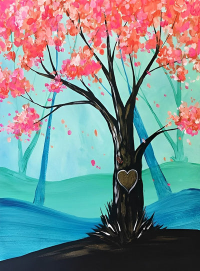 Cartoon Baum voller Blumen Diamond Painting