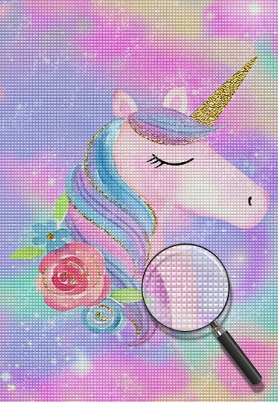 Cartoon Einhorn mit geschlossenen Augen Diamond Painting