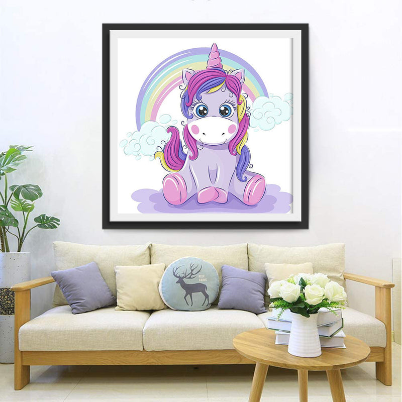 Cartoon Einhorn und Regenbogen Diamond Painting