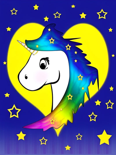 Cartoon Einhorn und Sterne Diamond Painting