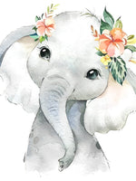 Cartoon-Elefant mit Blumen Diamond Painting