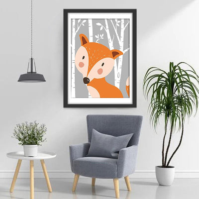 Cartoon Fuchs und Bäume Diamond Painting