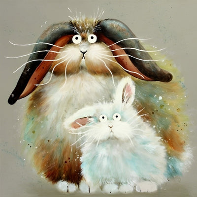 Cartoon Hase und Katze Diamond Painting